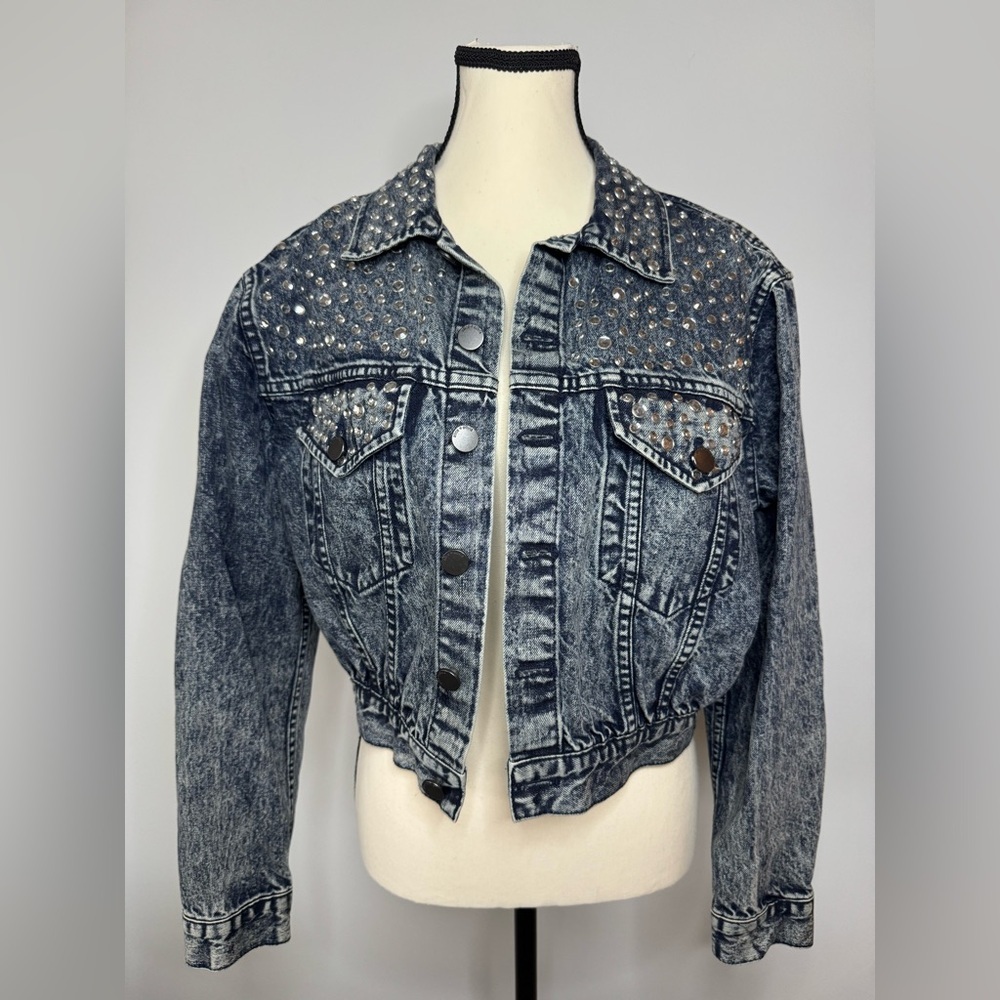 Alice + Olivia Embellished Crystal Denim Jacket – Size M - Picture 12 of 16